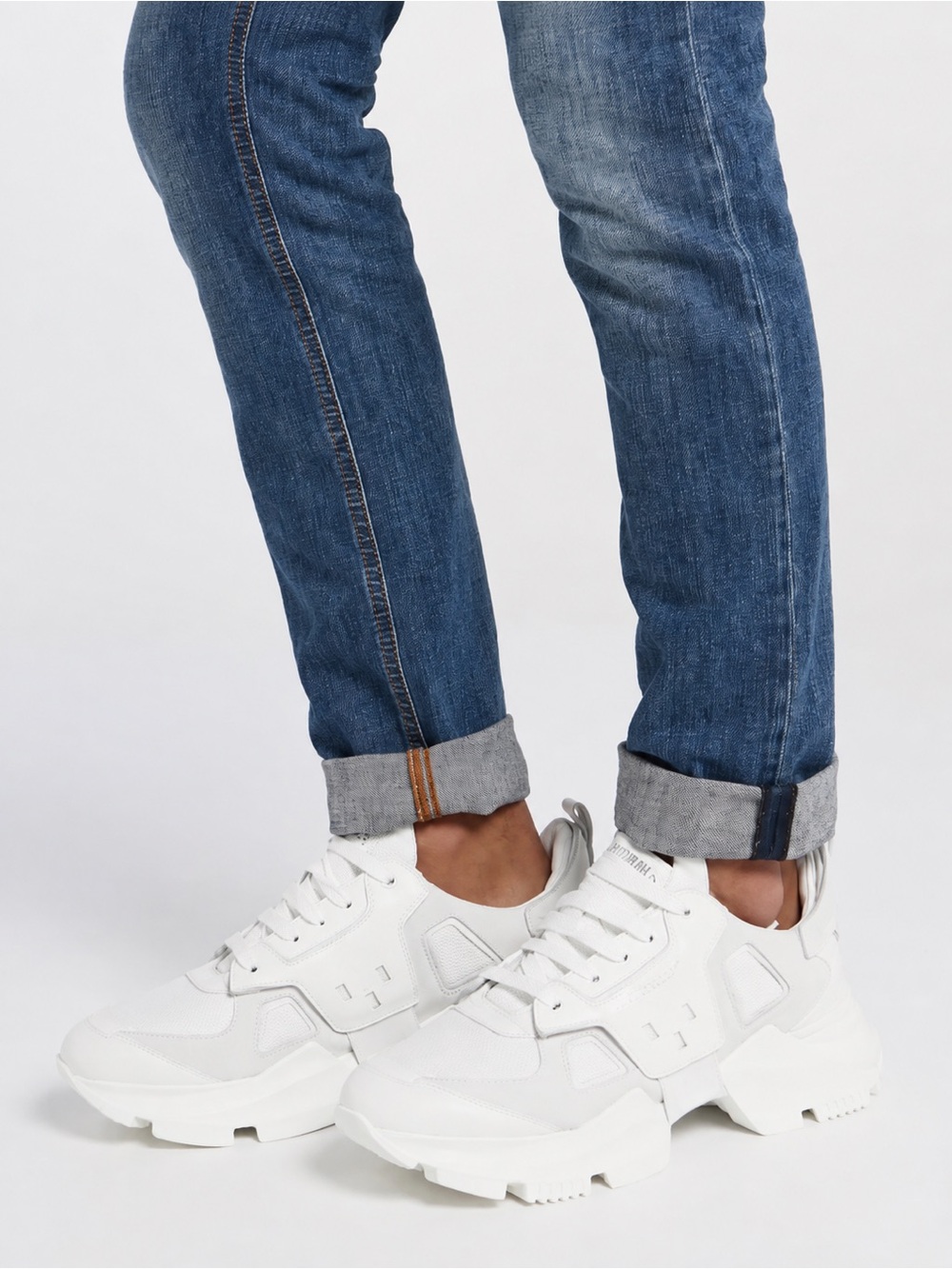 Les Hommes Chunky Triple White Leather Sneakers Made in Italy EU 44